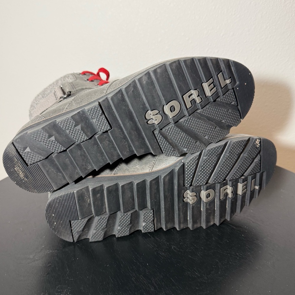 SOREL Harlow Conquest Boot Grey with Red Laces Women’s Size 7.5 - Picture 6 of 6